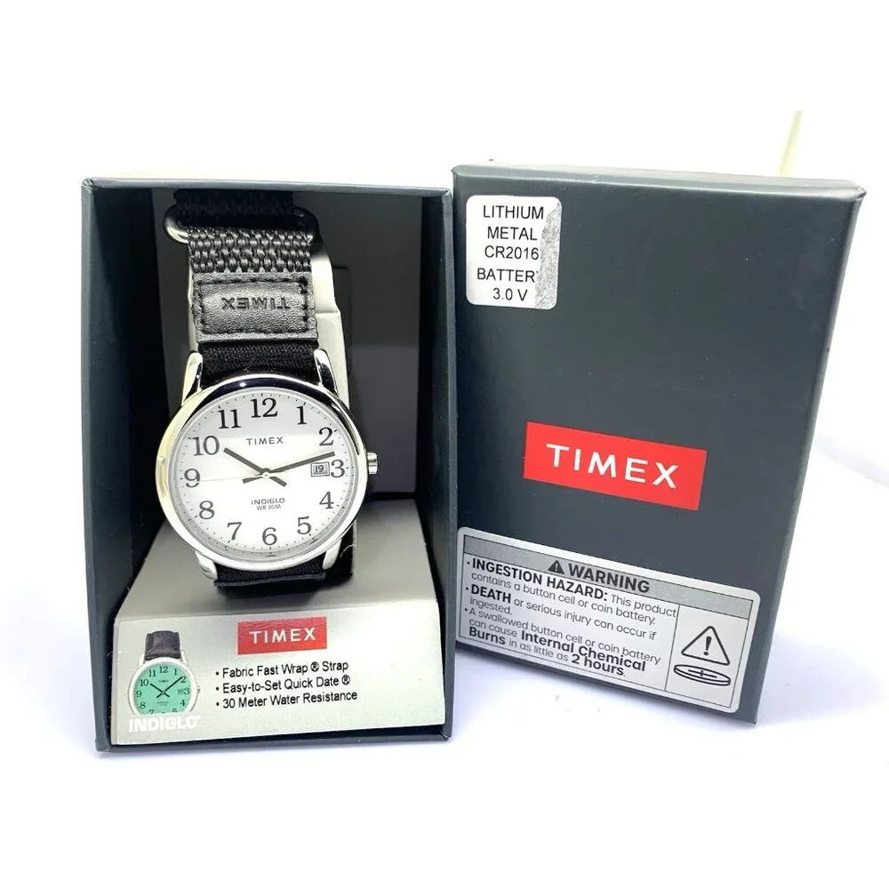 Timex Men's Watch TW2U84900 Easy Reader Quartz Indiglo White Dial Nylon 35mm